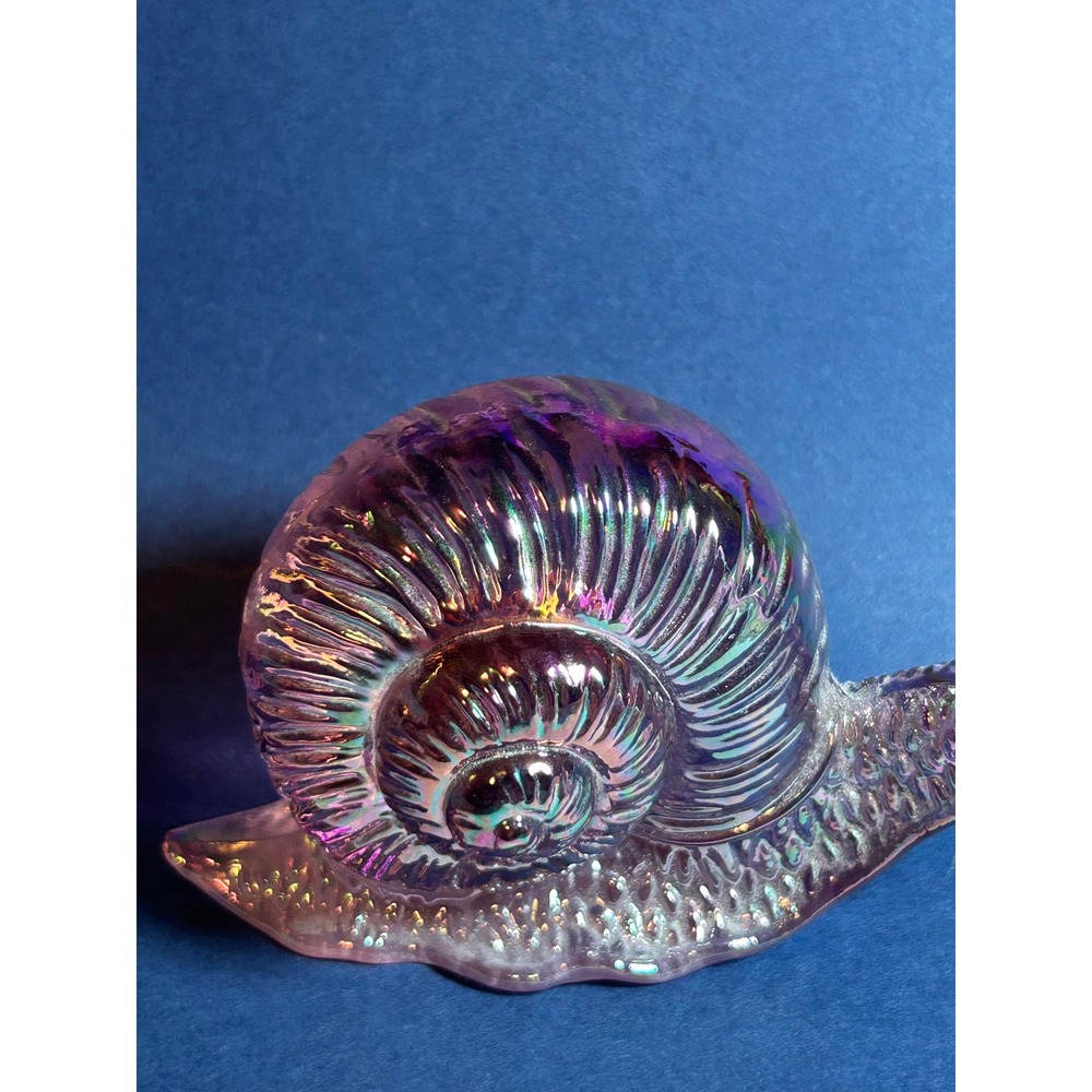 Fenton Art Glass Company Vintage Iridescent Snail Madras Pink Handmade Textured - Picture 9 of 16